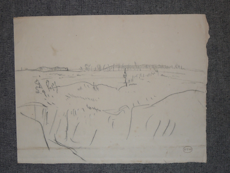 Battle scarred landscape, Conté crayon.   DRA/402