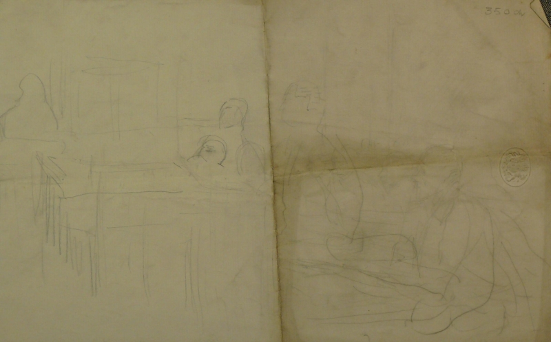 Recto: Court Martial . Verso .Slight sketchesDRA/369