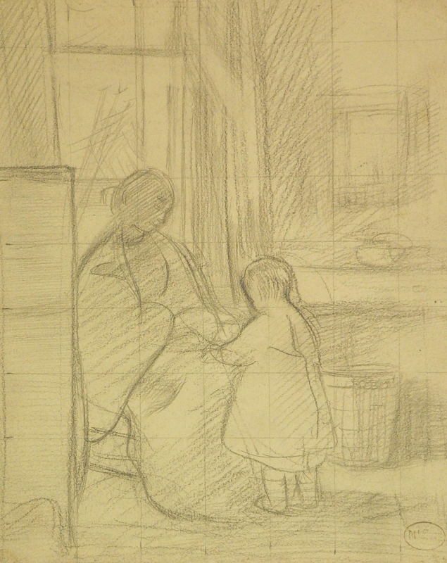 Seated woman with infant small child standing (Mary, Michael & Anna)