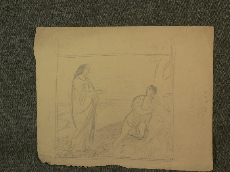 Recto:Biblical scene (annunciation?)  Verso: idem