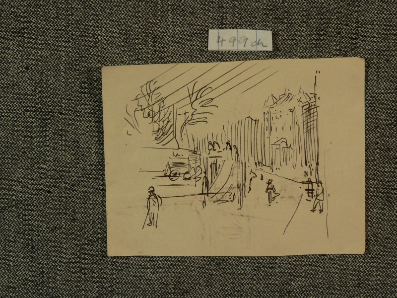 499ch Ink sketch, urban scene