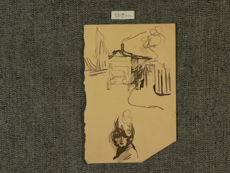 Street vendor & study of a lady in a hat