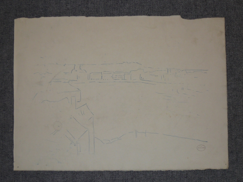 Traced outline drawing.      Dieppe harbour