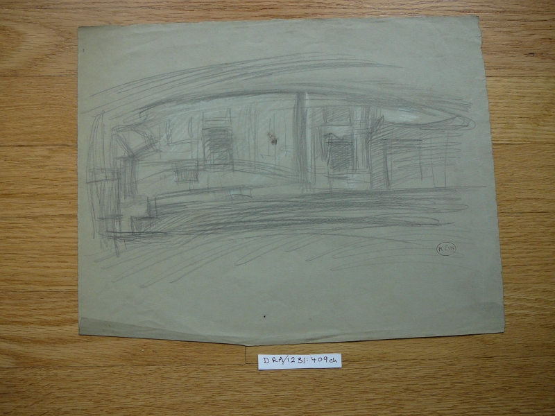 Pencil study of an interior
