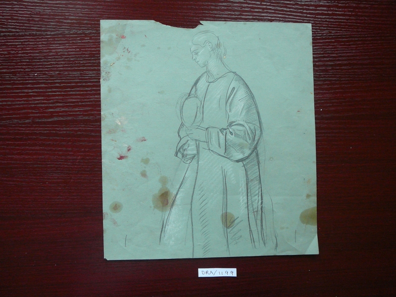 Mary McEvoy in a long dress holding a mirror   443ch