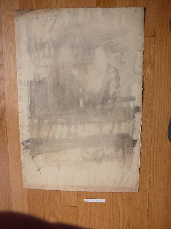 Washed out pencil & wash drawing woman's portrait