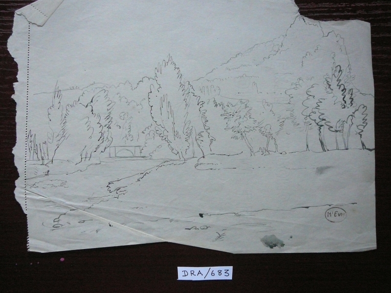 Pen landscape, bridge in medium distance