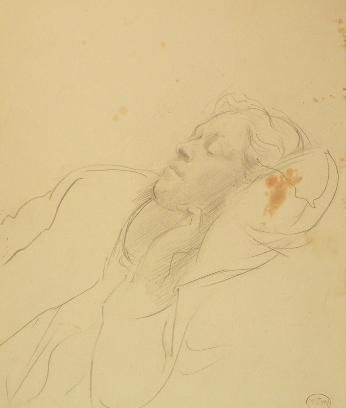 Woman sleeping, hand to face R, V woman sitting in window