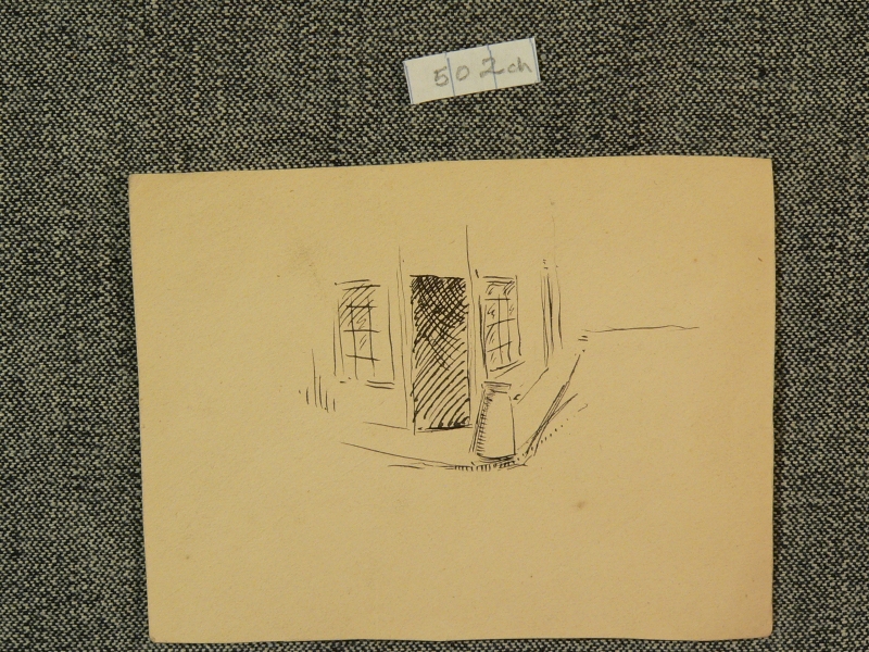 street corner with milk churn