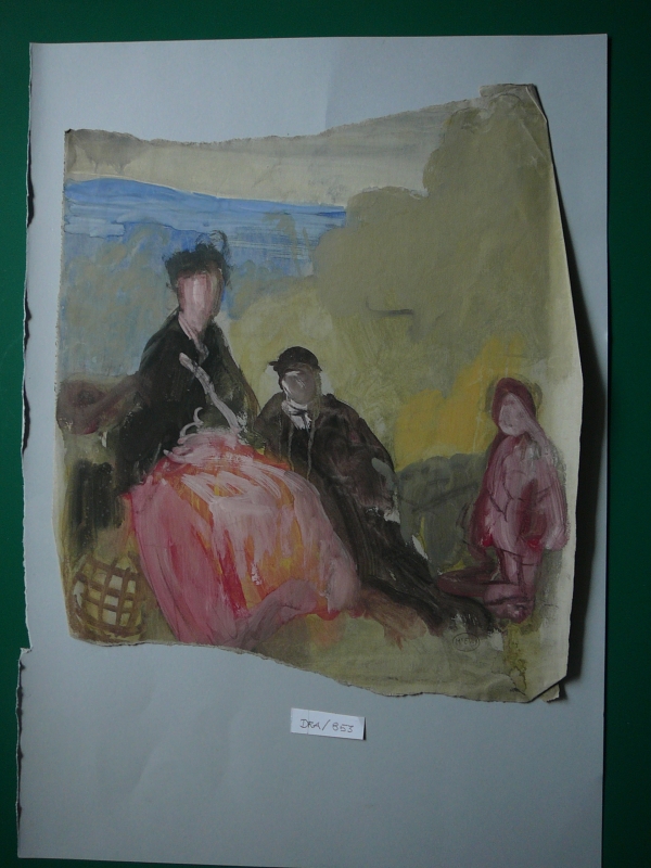 Three figures in a landscape