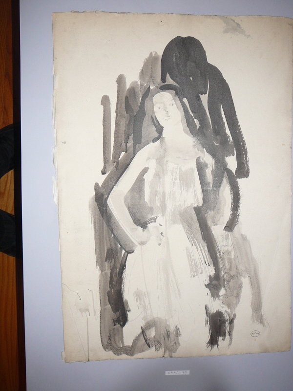 Standing lady, lit from below