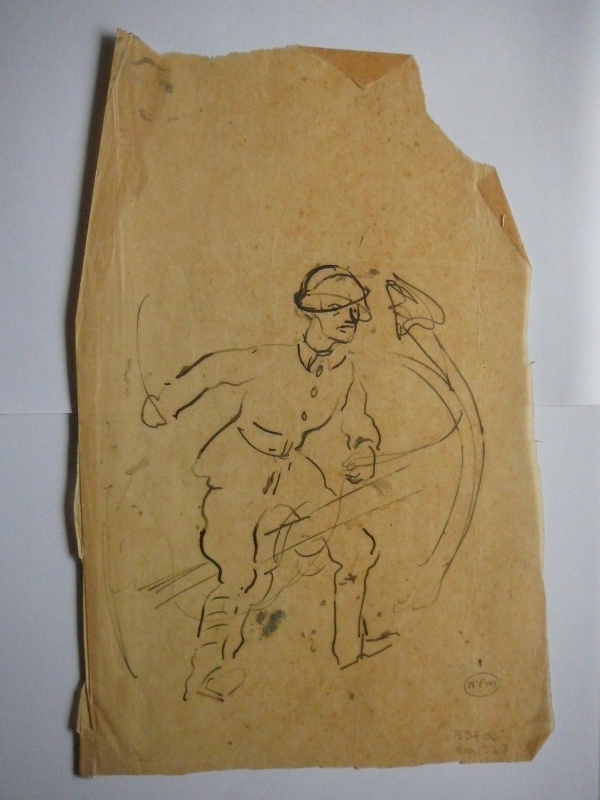 Ink sketch of a sailor with anchor.    DRA/363