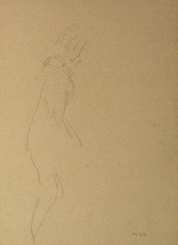 M 22  slightly drawn figure of a girl standing