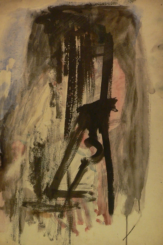 463. watercolour scrubbed over with black 463