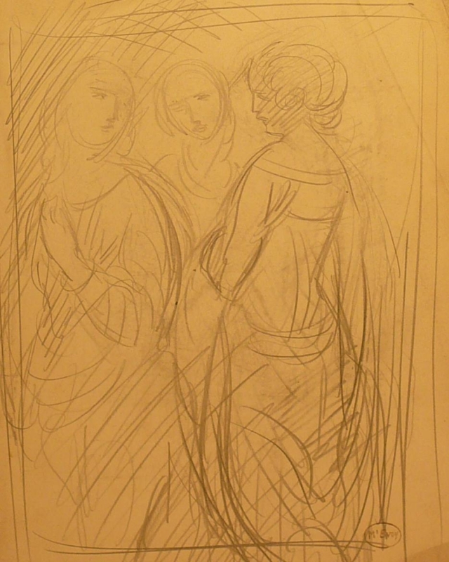 328ch three female figures 3/4 length